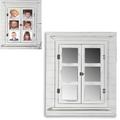 Specchio da parete con persiane 64x54cm Shabby Chic bianco specchio finestra con mensola appesa