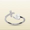 Gucci Jewelry | Gucci 18k White Gold & Diamond Cross Heart Ring | Color: Gold/White | Size: 6.5