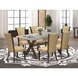 Red Barrel Studio® 4 - Person Solid Wood Dining Set Wood/Upholstered in Gray/Brown | 30 H x 40 W x 72 D in | Wayfair