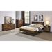 Juvanth Queen Bed in Rustic Oak & Black Finish, Industrial-chic Design, Panel Bed, Metal Slats & Mesh System