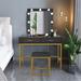 Steel Frame Dressing Table With 2 Drawers And Light Bulbs