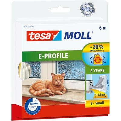 Tesa - moll E-Profil Gummidichtung - Selbstklebende Dichtung zum Isolieren von Spalten an Fenstern