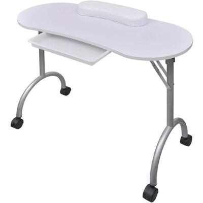 Vidaxl - Klappbarer Maniküre-Tisch mit Rollen Weiß Image