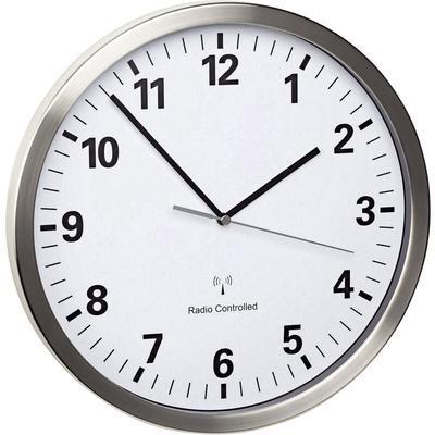 Tfa Dostmann - 60.3523.02 Funk Wanduhr 30.5 cm x 4.3 cm Edelstahl Schleichendes Uhrwerk (lautlos),