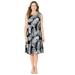 Plus Size Women's Promenade A-Line Dress by Catherines in Black Graphic Palm (Size 1X)