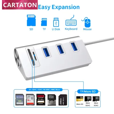Cartaton-Lecteur de carte mémoire numérique sécurisé OTG 5 en 1 airies USB 3.0 Transflash USB