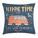 East Urban Home Ambesonne Hippie Throw Pillow Cushion Cover, Groovy Words Flowers Dots & Drop Like Ornaments Print | 20 H x 20 W x 0.2 D in | Wayfair