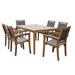 Birch Lane™ Fleur 6 - Person 64" Long Eucalyptus Outdoor Dining Set Wood in Brown/White | 64 W x 38 D in | Wayfair BE845B2F3C3A42D6864B175175F103C2