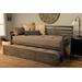 Boho Daybed - Trundle Bed - Rustic Walnut Finish Linen Stone Mattresses - Kodiak Furniture BODBTBRWMLSTN4