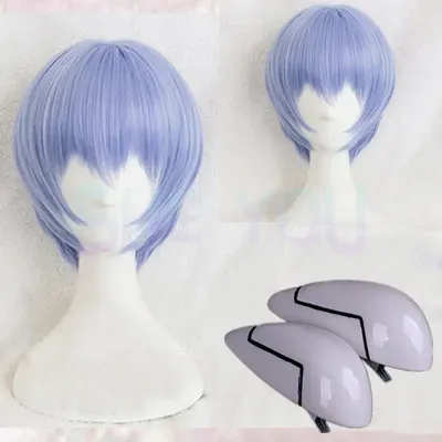 OligAyanami Rei-Perruque Synthétique Courte Bleu Clair Cheveux Cosplay Sauna Wear Haripins +