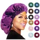 Bonnet en Satin soyeux réversible de couleur unie Double couche Bonnet de nuit couvre-tête