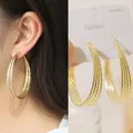 BLIJERY-Boucles d'oreilles créoles multicouches en métal brillant pour femmes boucles d'oreilles