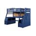 Twin Loft Bed with 9 Drawers and Inbuilt Ladder, Blue