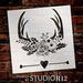 Deer Rack with Flowers and Heart Stencil by StudioR12 Rustic Antler Nature Gift Craft DIY Farmhouse Wall Art Floral Hunting Home Decor Reusable Mylar Template Paint Wood Sign 9 x 9