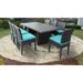 Belle Rectangular Outdoor Patio Dining Table with 8 Armless Chairs