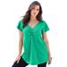 Plus Size Women's Flutter-Sleeve Sweetheart Ultimate Tee by Roaman's in Tropical Emerald (Size 42/44) Long T-Shirt Top