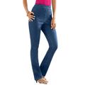 Plus Size Women's Straight-Leg Comfort Stretch Jean by Denim 24/7 in Medium Stonewash Sanded (Size 38 WP)