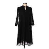 Angels Casual Dress - Shirtdress Mock Long Sleeve: Black Dresses - Women's Size 8
