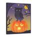 The Holiday Aisle® "Halloween Critter III Light Owl" Gallery Wrapped Canvas By Beth Grove Canvas in Black/Blue/Gray | 15 H x 12 W x 1.5 D in | Wayfair