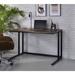 Built In USB Port Writing Desk, Walnut & Black Finish