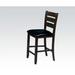 Counter Height Chair, Set 2 in Black PU & Espresso