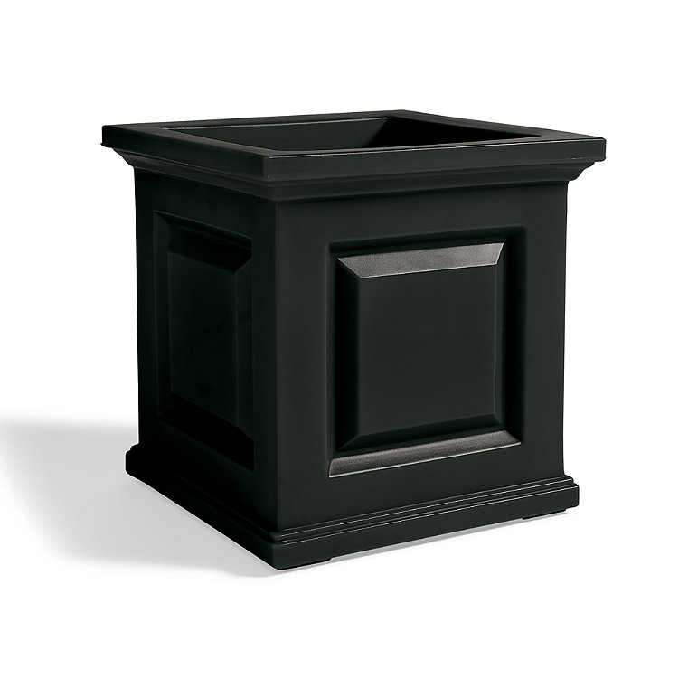 Nantucket Easy-Care Square Planter - Black, 20" - Grandin Road