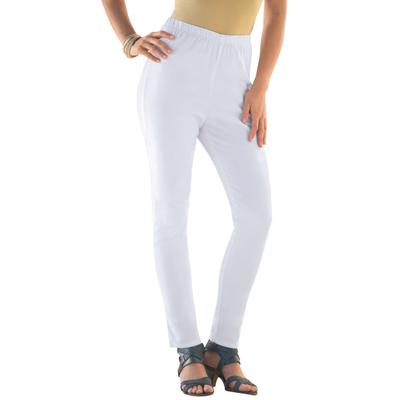 Plus Size Women's Comfort Stretch Slim Leg Jean by Denim 24/7 by Roamans in White Denim (Size 38 W) Elastic Waist Jegging