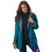 Plus Size Women's Hooded Jacket with Fleece Lining by Roaman's in Deep Teal (Size 6X) Rain Water Repellent
