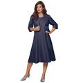Plus Size Women's Fit-And-Flare Jacket Dress by Roaman's in Navy (Size 44 W) Suit