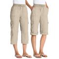 Plus Size Women's Convertible Length Cargo Capri Pant by Woman Within in Natural Khaki (Size 38 W)