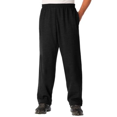 Men's Big & Tall Fleece Open-Bottom Sweatpants by KingSize in Black (Size 10XL)