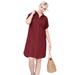 Plus Size Women's Button Front Linen Shirtdress by ellos in Fresh Pomegranate (Size 36)