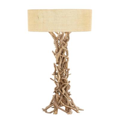 Beige Wood Rustic Floor Lamp by Quinn Living in Beige