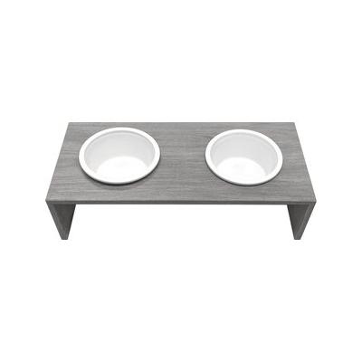 Cosmo Furbabies Double Dog & Cat Diner, Gray, Gray, 22-in