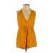 Forever 21 Casual Dress - Mini Plunge Sleeveless: Yellow Solid Dresses - Women's Size Small