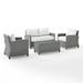 Birch Lane™ Lawson 4 Piece Rattan Sofa Seating Group w/ Cushions Synthetic Wicker/All - Weather Wicker/Wicker/Rattan in Gray/White | Outdoor Furniture | Wayfair