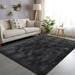 Black/Gray 96 x 72 x 2.5 in Indoor Area Rug - Everly Quinn Jeremial Handmade Shag Faux Sheepskin Gray Area Rug Sheepskin/ | Wayfair