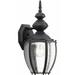 Lark Manor™ Rawson 15.25" H Seeded Glass Outdoor Wall Lantern Aluminum/Glass/Metal in Black | 15.25 H x 7 W x 7.25 D in | Wayfair