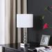 Rosdorf Park 17.75" OLIVIA PRISM ORB CRYSTAL MODERN SILVER TABLE LAMP Linen/Metal/Crystal in Black/White | 17.75 H x 9.5 W x 9.5 D in | Wayfair