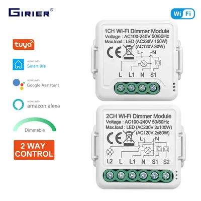 GIRIER – variateur de lumière intelligent Module de commande à 2 voies 1 ou 2 gangs wi-fi 10A