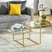 HOMCOM Modern Gold Tempered Glass Coffee Table - 37.75" x 19.25" x 18"