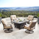 Aluminum 42in Fire Table Set with Four Swivel Rockers & Accessories