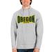 Men's Antigua Heathered Gray Oregon Ducks Team Logo Reward Crossover Neckline Pullover Sweatshirt