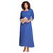 Plus Size Women's Lace Popover Dress by Roaman's in True Blue (Size 40 W) Formal Evening