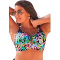 Plus Size Women's Crochet Bra Sized Underwire Bikini Top by Swimsuits For All in Tropical (Size 38 G)