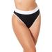 Plus Size Women's Colorblock High Leg Bikini Bottom by Swimsuits For All in Black White (Size 10)