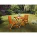 East West Furniture 3 Piece Outdoor Bistro Set- a Square Acacia Coffee Table and 2 Folding Adjustable Arm Chairs, Natural Oil