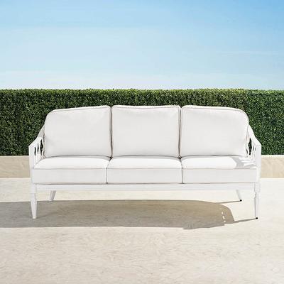 Avery Sofa with Cushions in White Aluminum - Standard, Frida Leaf Indigo - Frontgate