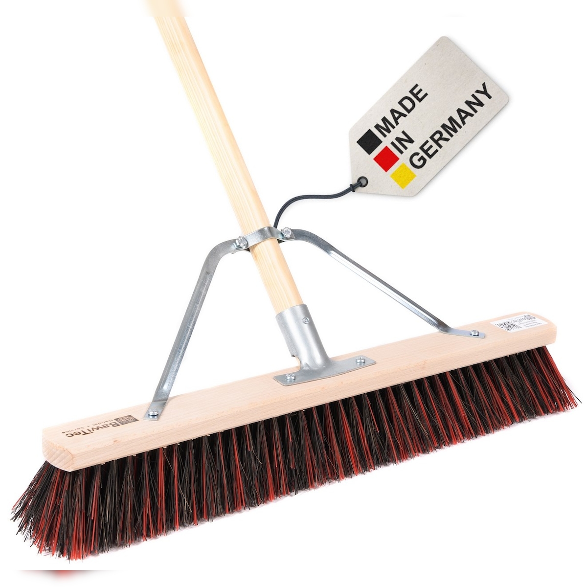 Stabiler Profi Straßenbesen 100cm Breit mit Metall-Stielstabilisator Verstärkung mit Holzstiel 160cm Lang Stiel Arenga-Mix Besen Kehrbesen Image