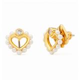 Kate Spade Jewelry | Kate Spade Shining Spade Pearl Heart Stud Earrings In Gold | Color: Gold/White | Size: Os